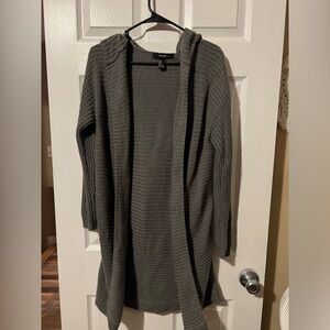 Gray Open-Front Sweater